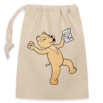 École - Sac cadeau en coton avec cordon (14 x 20 cm) - nature - Devant