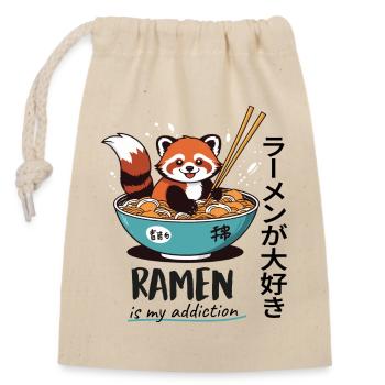Mignon panda roux dans un bol de ramen - Sac cadeau en coton avec cordon (14 x 20 cm) - nature - Devant