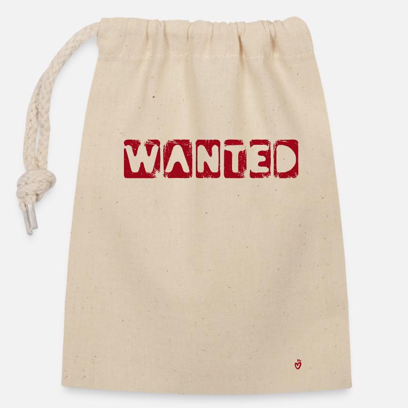 Wanted - Closable cotton gift bag (14x20cm) - nature