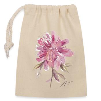 Peony Heart - Closable cotton gift bag (14x20cm) - nature - Front