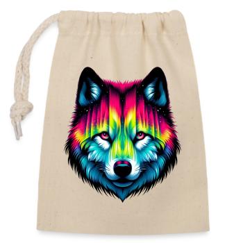 Wolf - Verschließbarer Geschenkbeutel aus Baumwolle (14x20cm) - Natur - Vorne