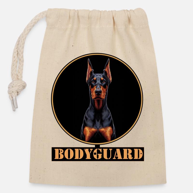 Bodyguard Dobermann Kreis - Verschließbarer Geschenkbeutel aus Baumwolle (14x20cm) - Natur