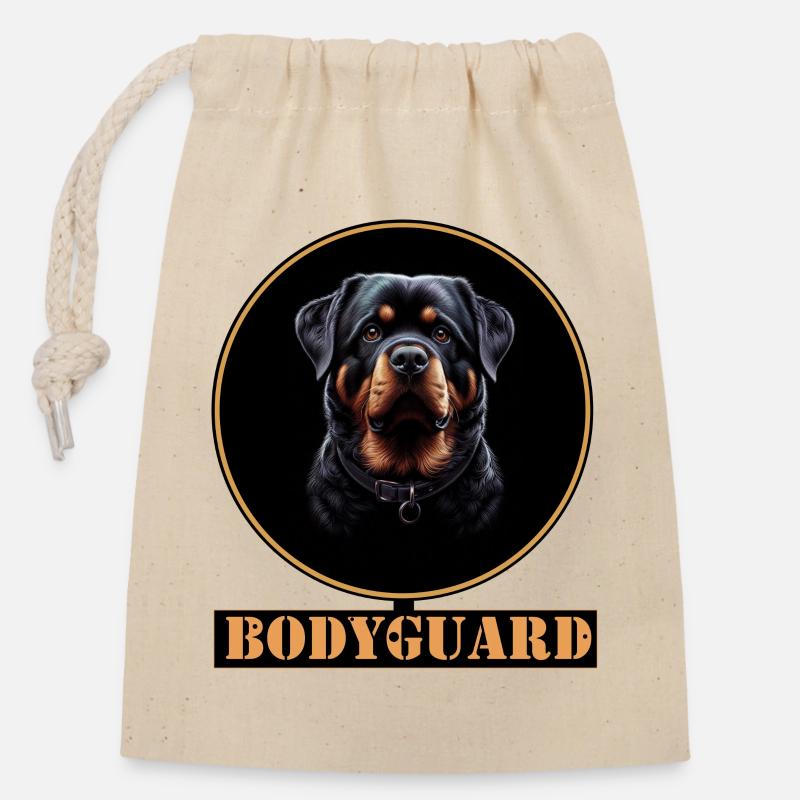 Bodyguard Rottweiler Ringdesign - Verschließbarer Geschenkbeutel aus Baumwolle (14x20cm) - Natur