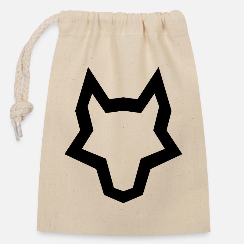 LOGO du loup - Sac cadeau en coton avec cordon (14 x 20 cm) - nature