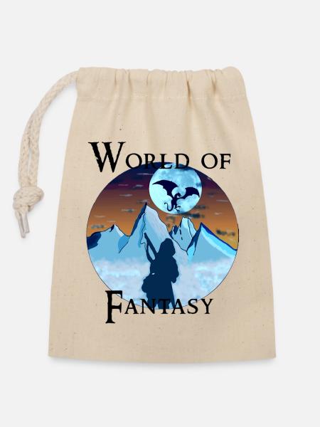 Guerrier dragon - world of fantasy - Sac cadeau en coton avec cordon (14 x 20 cm) - nature