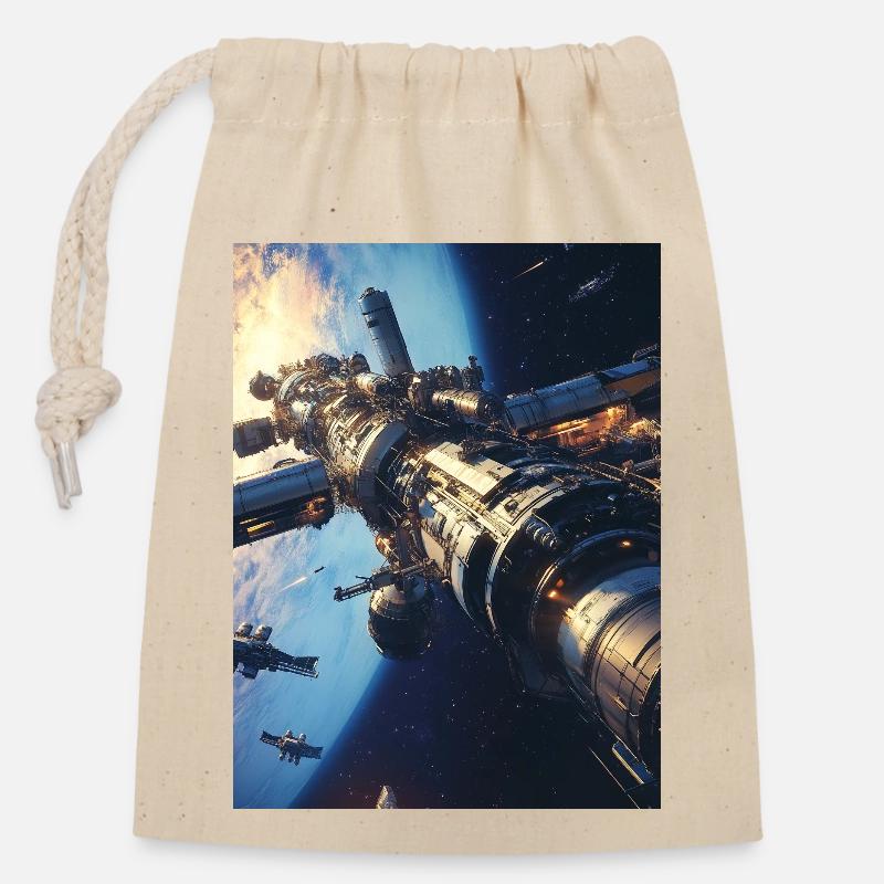 Perdu dans l’espace 1 3 - Sac cadeau en coton avec cordon (14 x 20 cm) - nature