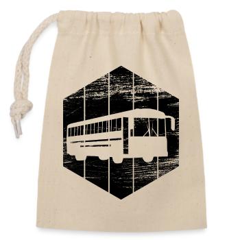 Bus - Verschließbarer Geschenkbeutel aus Baumwolle (14x20cm) - Natur - Vorne