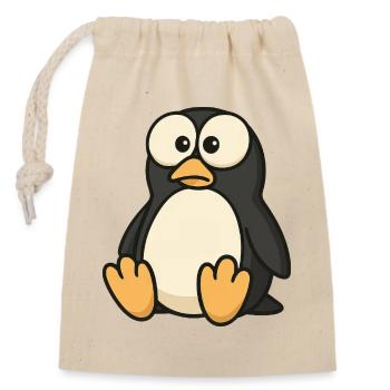 Lustiger verwirrter Pinguin mit Kulleraugen  - Verschließbarer Geschenkbeutel aus Baumwolle (14x20cm) - Natur - Vorne