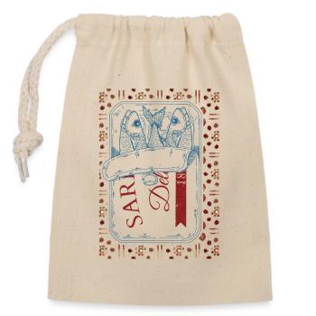 Visuel Vintage Sardines Tendance - Sac cadeau en coton avec cordon (14 x 20 cm) - nature - Devant
