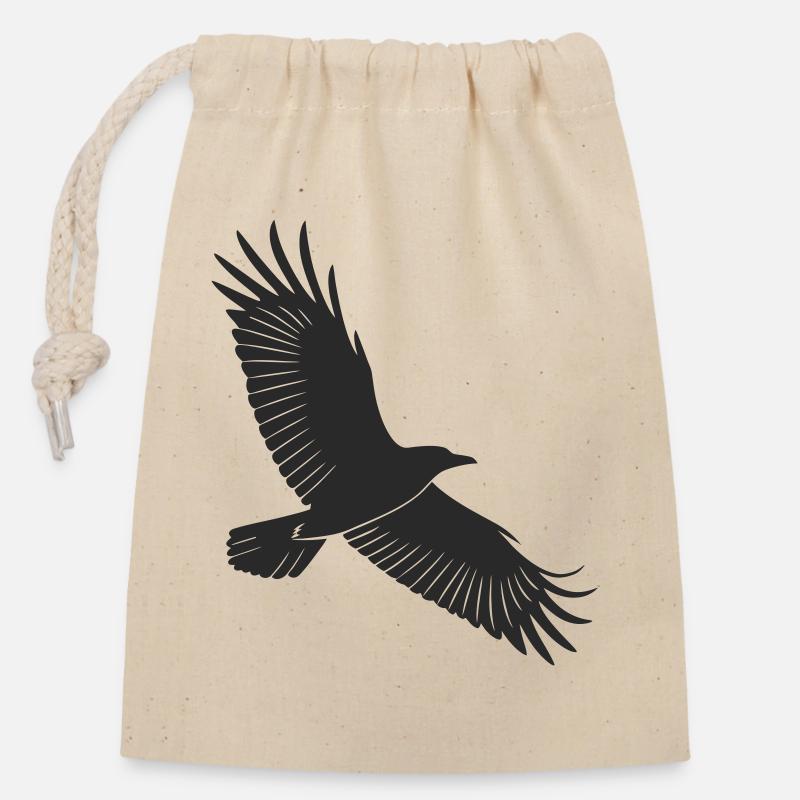 Anmutiges Vogel-Silhouetten-Design - Verschließbarer Geschenkbeutel aus Baumwolle (14x20cm) - Natur