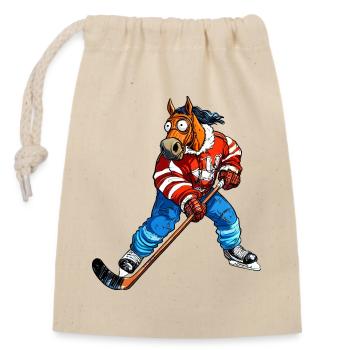 Eishockey Pferd - Closable cotton gift bag (14x20cm) - nature - Front