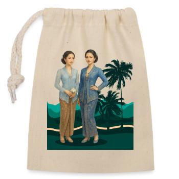 Orientalische Schönheit der Sundanesischen Kebaya, Indonesien - Verschließbarer Geschenkbeutel aus Baumwolle (14x20cm) - Natur - Vorne