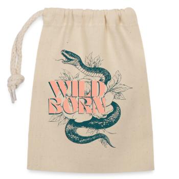 Wild Born Snake and Plant Illustration - Closable cotton gift bag (14x20cm) - nature - Front