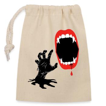Creepy vampire with bloody fangs in the - Closable cotton gift bag (14x20cm) - nature - Front