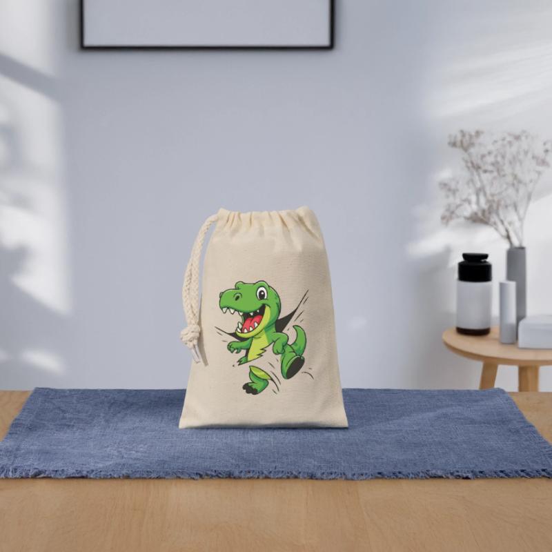 Comic Dino – For Little Explorers & Explorers Closable cotton gift bag (14x20cm)