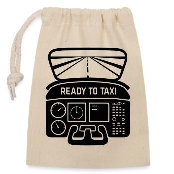 Ready To Taxi Cockpit Flying Airplane Silhouette - Closable cotton gift bag (14x20cm) - nature - Front