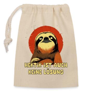Slow instead of hectic Sloth - Closable cotton gift bag (14x20cm) - nature - Front