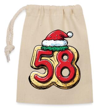 58 Number Biscuit Christmas - Closable cotton gift bag (14x20cm) - nature - Front