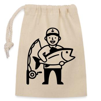Fishing-proud-angler-big-catch-2 - Closable cotton gift bag (14x20cm) - nature - Front