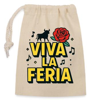 Viva la feria - traditions basques - Sac cadeau en coton avec cordon (14 x 20 cm) - nature - Devant
