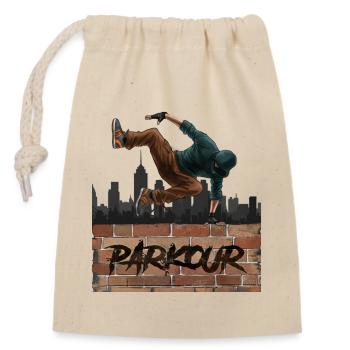 parkour - Closable cotton gift bag (14x20cm) - nature - Front