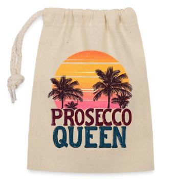 Prosecco Queen Vintage Sunset Beach - Verschließbarer Geschenkbeutel aus Baumwolle (14x20cm) - Natur - Vorne