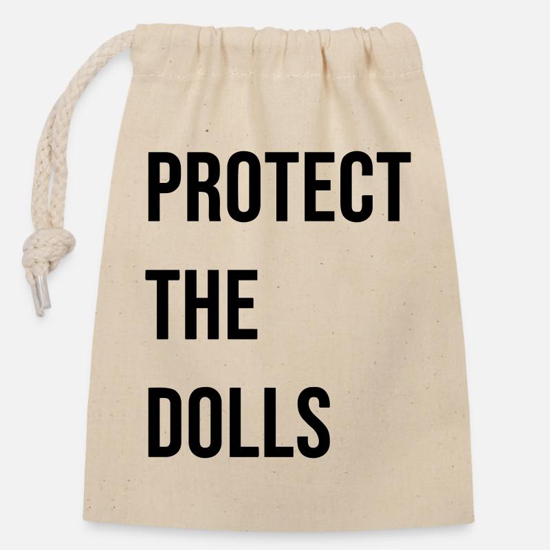 Protect_the_Dolls_- - Verschließbarer Geschenkbeutel aus Baumwolle (14x20cm) - Natur