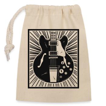 Retro-Gitarren-Silhouette - Verschließbarer Geschenkbeutel aus Baumwolle (14x20cm) - Natur - Vorne