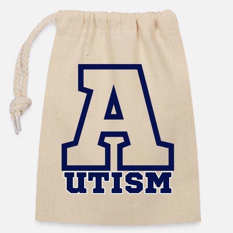 Autism - Closable cotton gift bag (14x20cm) - nature