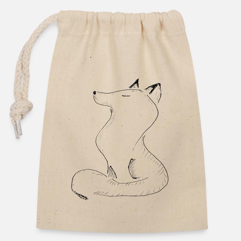 Sketchwolf Silhouette - Closable cotton gift bag (14x20cm) - nature