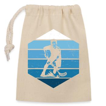 Characterful floorball design - Closable cotton gift bag (14x20cm) - nature - Front