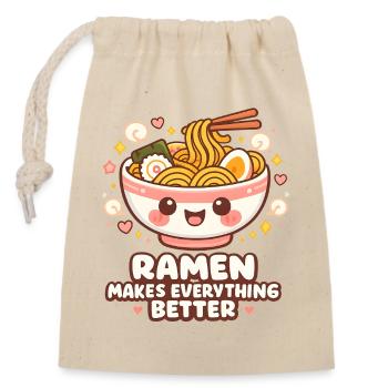 Ramen Noodle Bowl Kawaii - Closable cotton gift bag (14x20cm) - nature - Front