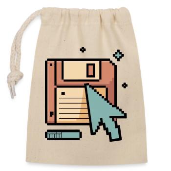 Floppy Disk Retro Internet - Verschließbarer Geschenkbeutel aus Baumwolle (14x20cm) - Natur - Vorne