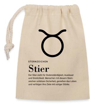 Signe du zodiaque Taureau - Sac cadeau en coton avec cordon (14 x 20 cm) - nature - Devant