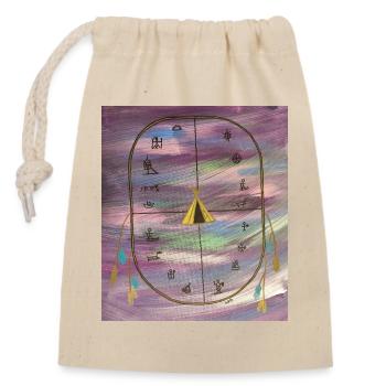 Tambour de cérémonie - Sac cadeau en coton avec cordon (14 x 20 cm) - nature - Devant