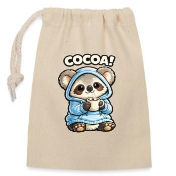 Kakao Panda Hoodie - Verschließbarer Geschenkbeutel aus Baumwolle (14x20cm) - Natur - Vorne