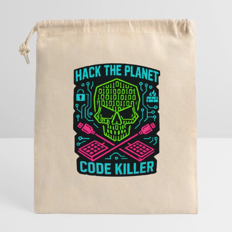 Hack the Planet Code Killer - Cybersécurité Sac cadeau en coton avec cordon (14 x 20 cm)