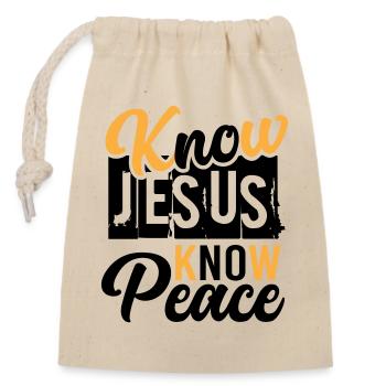Connais Jésus, connais la paix – Paix en Christ - Sac cadeau en coton avec cordon (14 x 20 cm) - nature - Devant