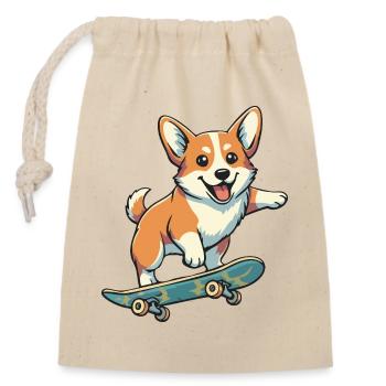 Corgi-farbenes Skateboard - Verschließbarer Geschenkbeutel aus Baumwolle (14x20cm) - Natur - Vorne