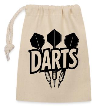 Darts lettering with darts - Closable cotton gift bag (14x20cm) - nature - Front