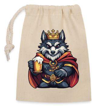 Wolf Beer King - Closable cotton gift bag (14x20cm) - nature - Front