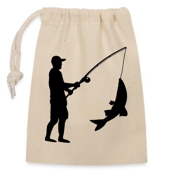 Fishing Anglers - Closable cotton gift bag (14x20cm) - nature - Front