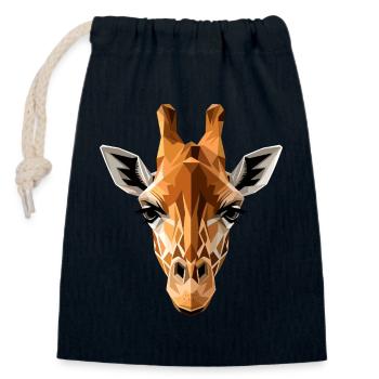 Giraffe Africa Love Safari Wilderness Cute Giraffes - Closable cotton gift bag (14x20cm) - navy - Front