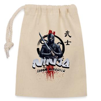 Ninja Japan Krieger  - Verschließbarer Geschenkbeutel aus Baumwolle (14x20cm) - Natur - Vorne