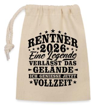 Rentner 2026 Rente Ruhestand Geschenk - Verschließbarer Geschenkbeutel aus Baumwolle (14x20cm) - Natur - Vorne