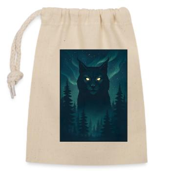 Nordwolf im Nordlicht - Verschließbarer Geschenkbeutel aus Baumwolle (14x20cm) - Natur - Vorne