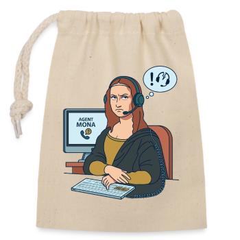 Mona Lisa Agent Humor Büro Alltag - Verschließbarer Geschenkbeutel aus Baumwolle (14x20cm) - Natur - Vorne