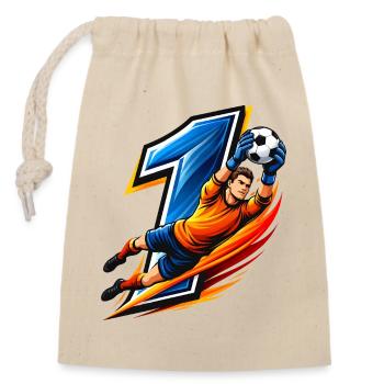 Maillot de gardien numéro 1 Gardien Football - Sac cadeau en coton avec cordon (14 x 20 cm) - nature - Devant