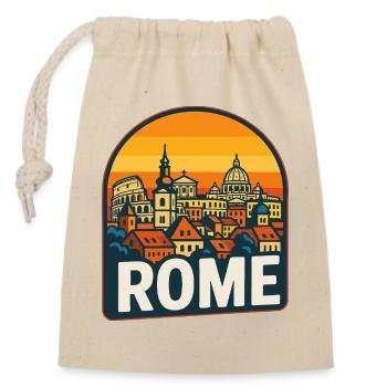 Rome Skyline Retro Sonnenuntergangs-Kolosseum-Kunst - Verschließbarer Geschenkbeutel aus Baumwolle (14x20cm) - Natur - Vorne