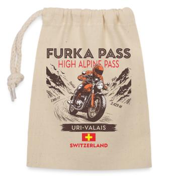 Furka Pass Switzerland -Motorcycle Mountain Pass - Closable cotton gift bag (14x20cm) - nature - Front